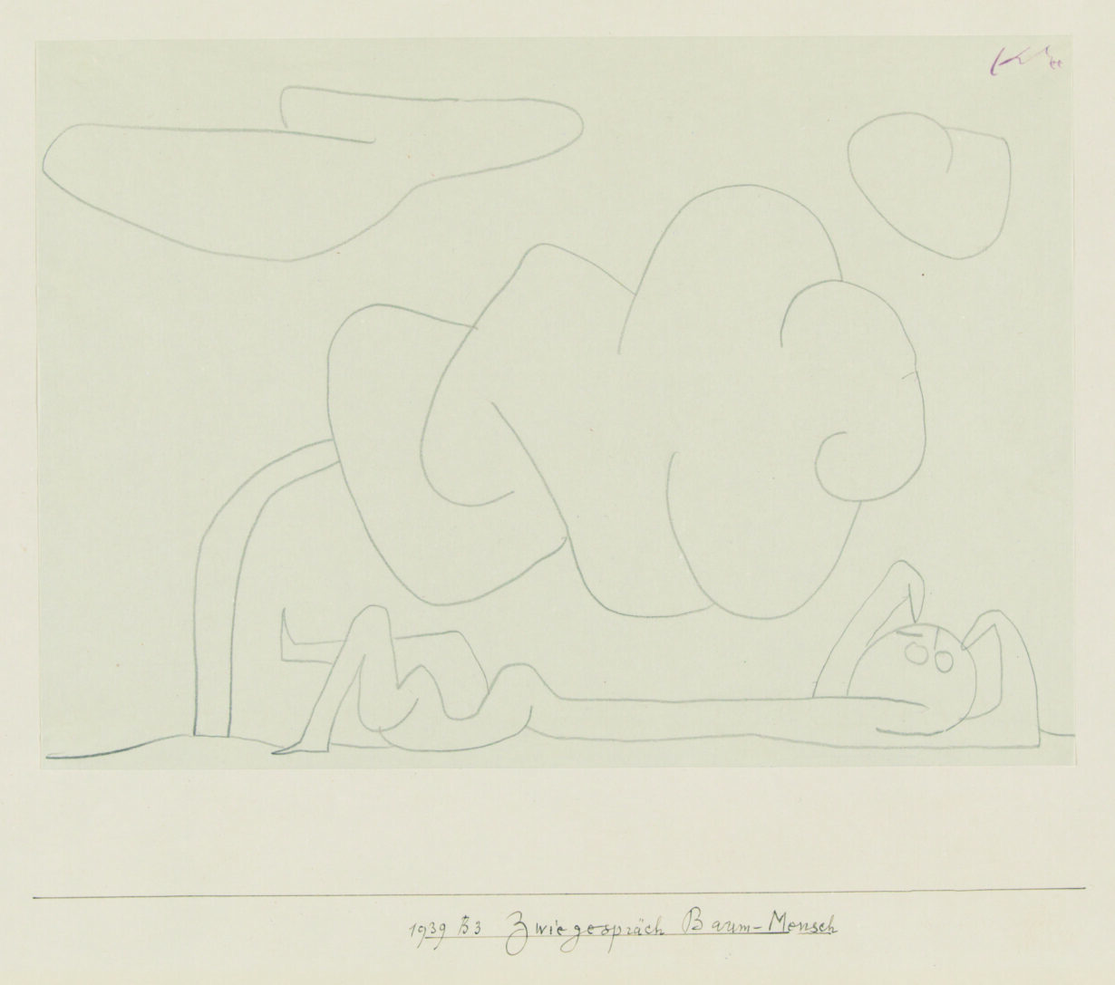 Zentrum Paul Klee: Zwiegespräch Baum-Mensch, 1939; Bleistift auf Papier auf Karton.